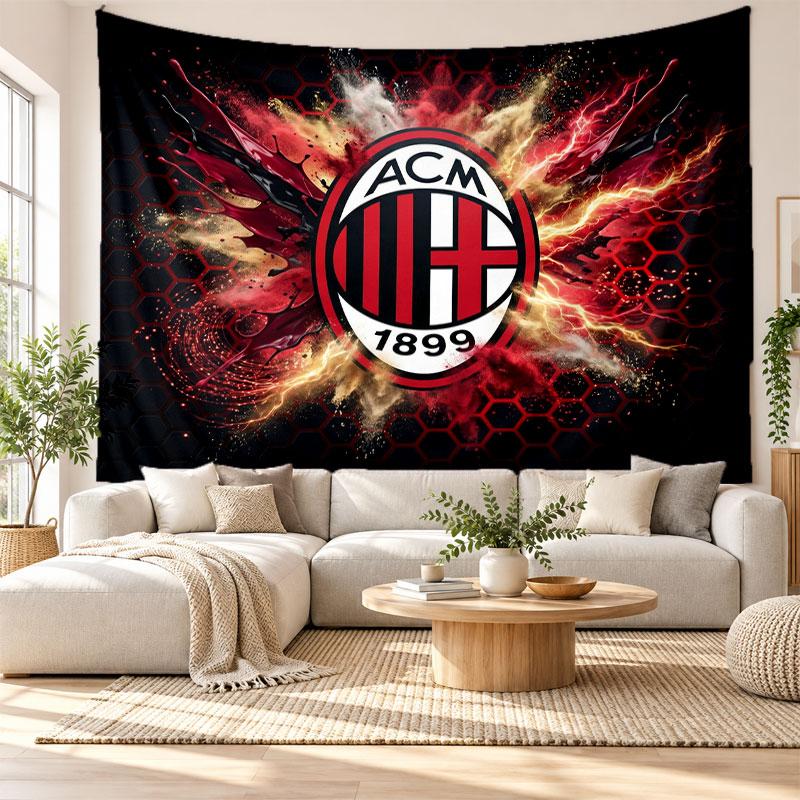AC Milan Wall Tapestry, Soft Fabric Wall Hanging, Decorative Backdrop For Bedroom Home Wall Art