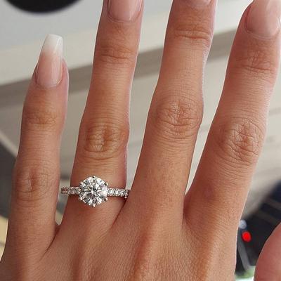 Fashion Classic Six Claw Silver Ring Zircon Wedding Engagement Ring Valentine's Day Gift Jewelry