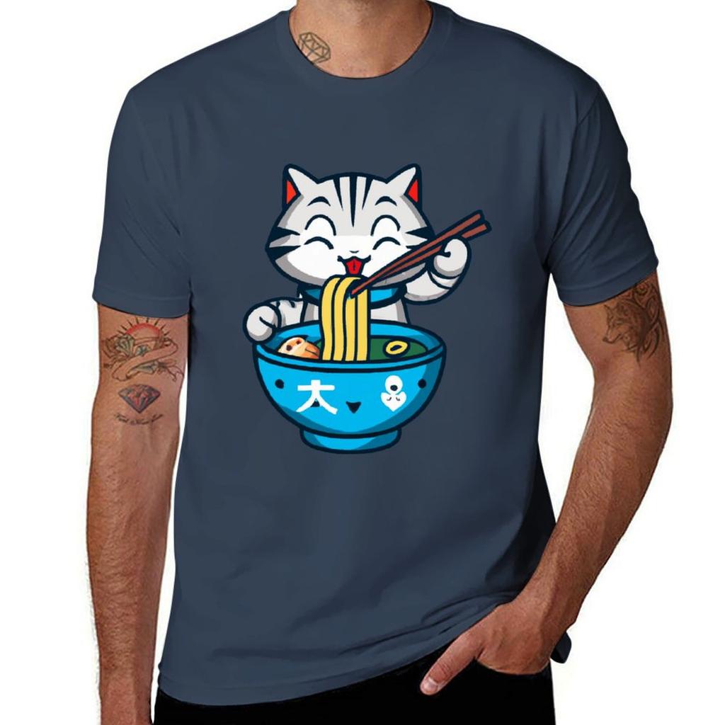 Cute Cat Eating raUnisex TShirt Big Size Daily Wear TShirt