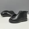 Leather black leather boots autumn and winter velvet cotton shoes Martin boots