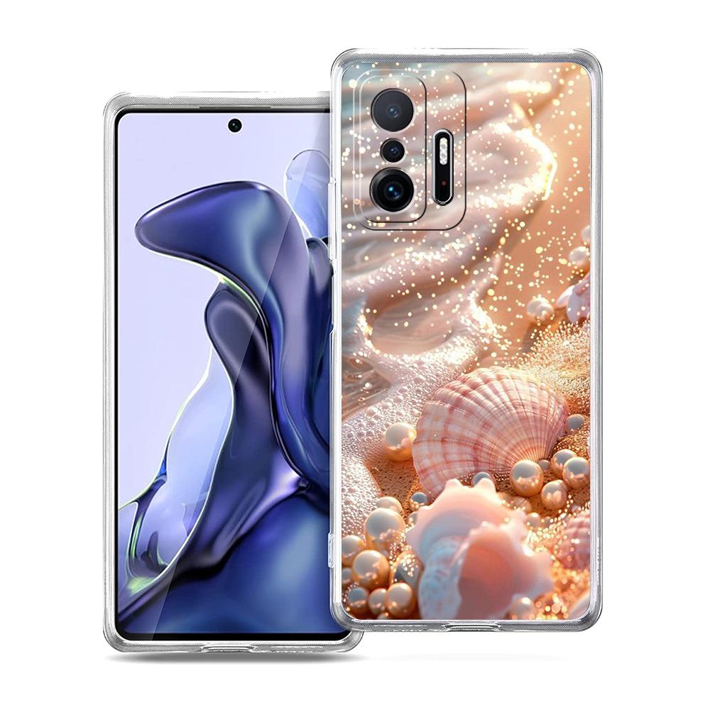 Transparent Phone Case for Xiaomi Mi 14 13 12 11 Ultra 13T 12T 11T Poco X3 NFC F3 F6 Pro Lite Soft TPU Seashell Starfish Pattern