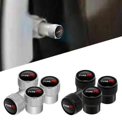 Decorazione per auto 4 pezzi in metallo tipo R Typer Logo tappo valvola pneumatico auto tappo valvola aria tappo ruota per Accord Fit Civic CR-V