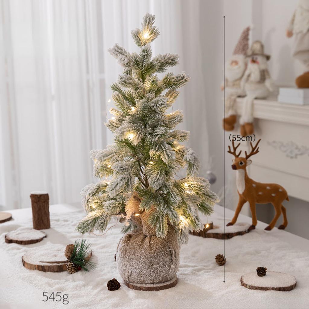 Nearly Natural Flocked Christmas Artificial Tree in Decorative with 30 LED Lights