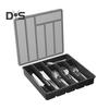 Kitchen Flatware Utensil Holder with Lid 6 Compartments Drawer Countertop Chopstick Spoon Fork Cutter Cutlery Storage Box Covered Organizer Tray