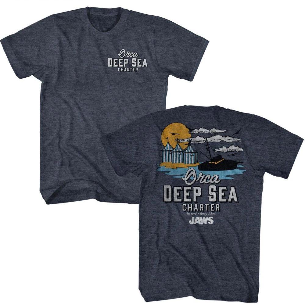 Jaws - Orca Charters Illustrated - Front and Back Print Heather Children s T-shirt 110
