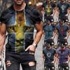 Men's Street Fashion Cross Belief Printed Round Collar Short Sleeve T Sleeve