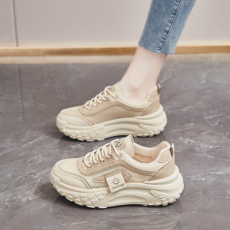 

Popular little white shoes women s breathable thin net shoes 2024 new summer trendy hollow board shoes single net sports and leisure shoes 35 хаки