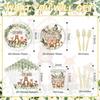 120PCS Woodland Baby Shower Party Supplies for Boys Girls Safari Jungle Wild Animal Party Decorations Nature Sage Plates Napkin Cups Forks Knives