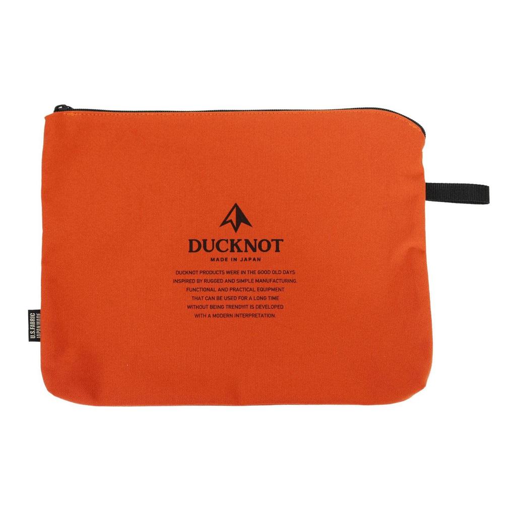 DUCKNOT A4 Zipper A4 Small Item Camping Made In Japan with Black Case, Case, Pouch, Organizer, Gear, Multi-Purpose Case, (Orange Logo)