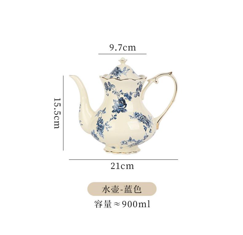 European Retro Coffee Cup and Saucer Set Afternoon Tea Coffee Teapot Dessert Plate Drinking Set Home Tea Set Office Ceramic Mug