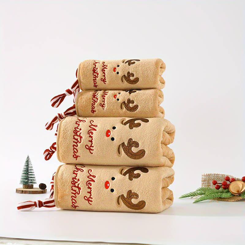 Christmas Bath Towels Practical Christmas Gift Comfortable Hand Towel Thick Cartoon Pattern Cute 35*75/70*140cm
