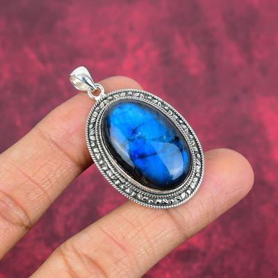 Ciondolo in labradorite, ciondolo in argento sterling 925 con pietra preziosa fatto a mano, gioiello antico, come regalo, gioielli in argento