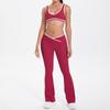 New double-sided abrasive contrasting color tight and breathable cross wide-leg yoga suit sports running fitness women