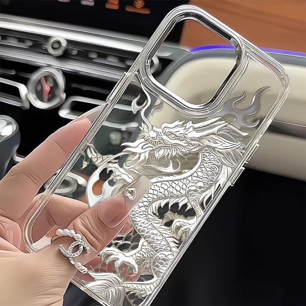 National Trend Silver Dragon Pattern Phone Case For Iphone 11 Pro Max 12 13 14 Plus 15 16 17 Air 17E 16E Funda Coque Phone Cover