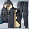 Autumn and Winter Men  Warm Tracksuit Outdoor  Lamb Woolen Fleece Jacket +vest and Pants Sportswear Male Parka Jacket 3 Piece Set