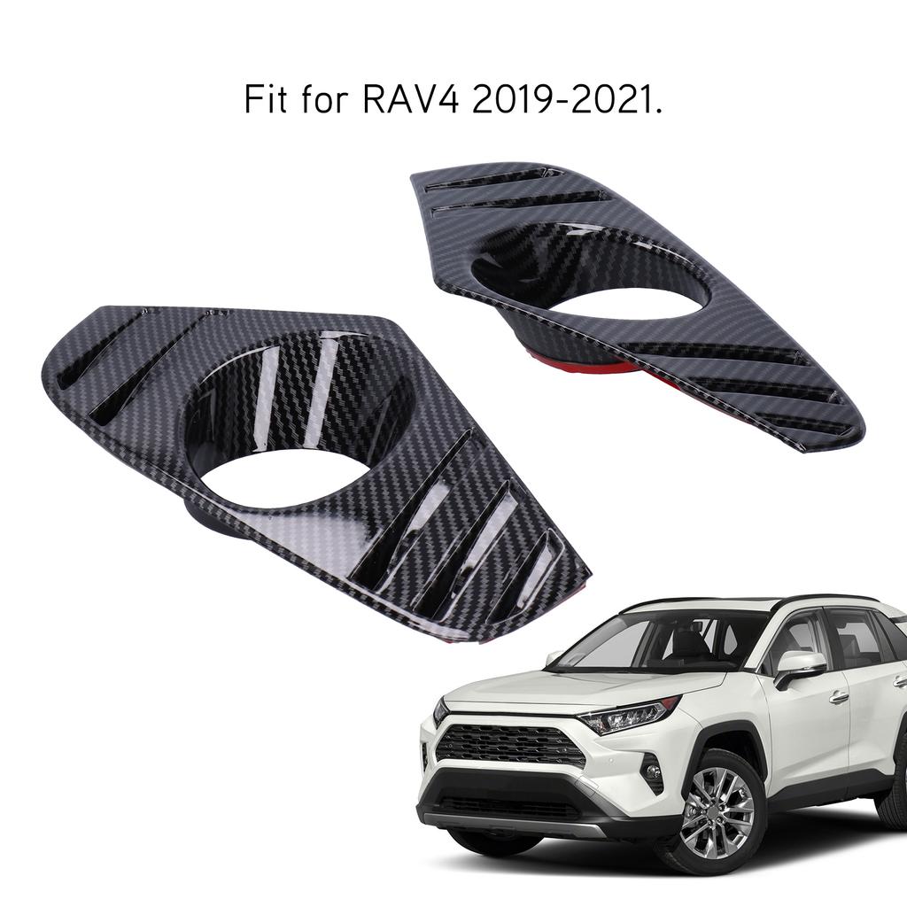 2Pcs Front Fog Light Lamp Covers Decorative Trims Carbon Fiber Style Fit for RAV4 2019‑2021