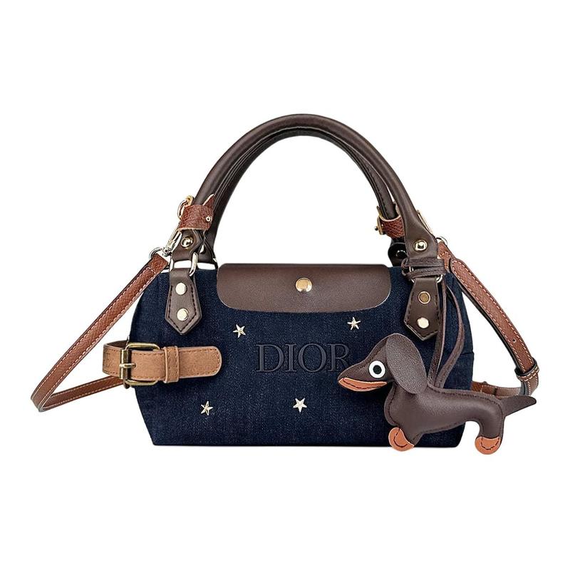 

DIOR [Customized Cosmetic Bag] Canvas Starry Night Postman Versatile and Portable Denim Fabric Dustproof Storage 20.5cm*9cm*12.5cm синій
