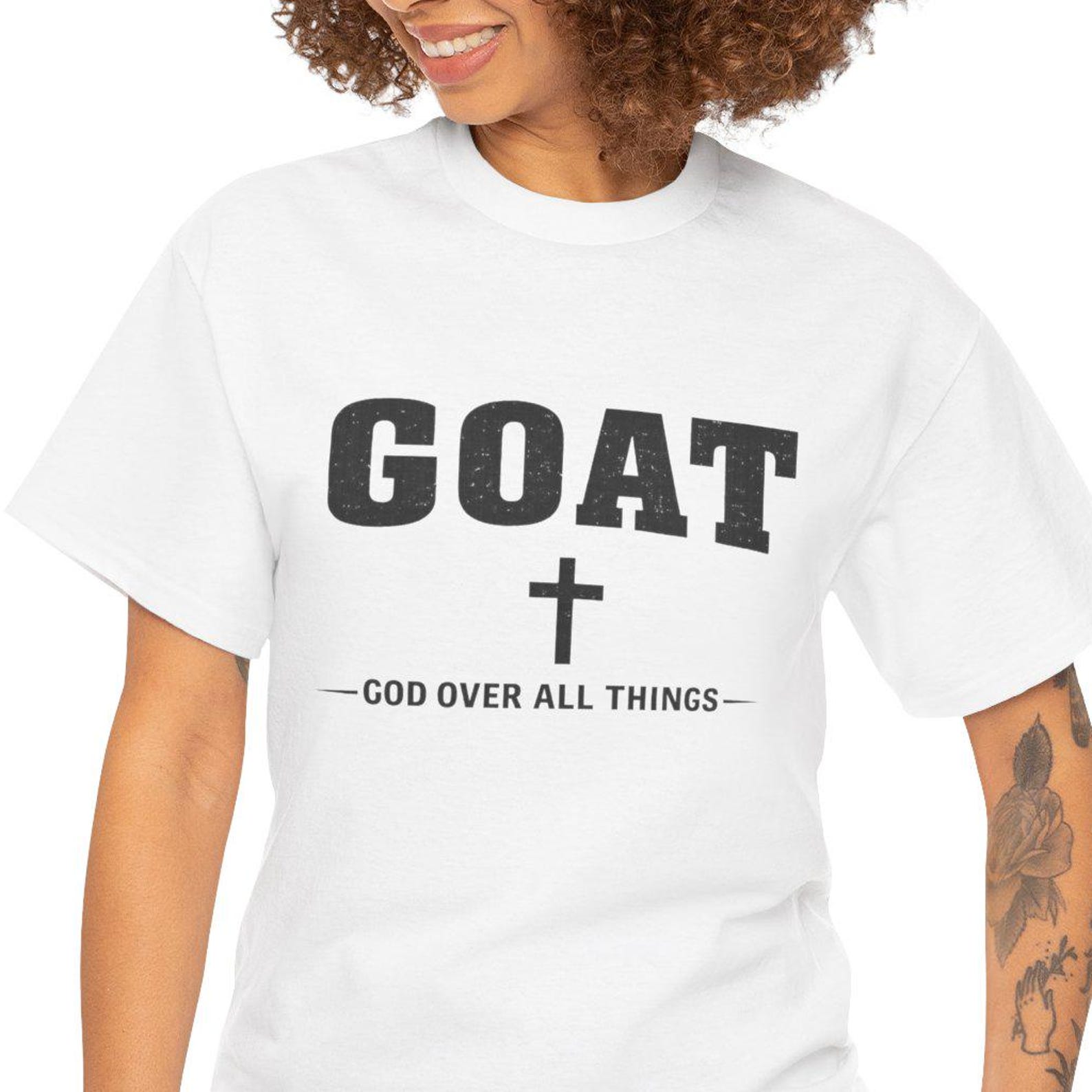 GOAT cross Christian T-Shirt | God Over All Things tee S