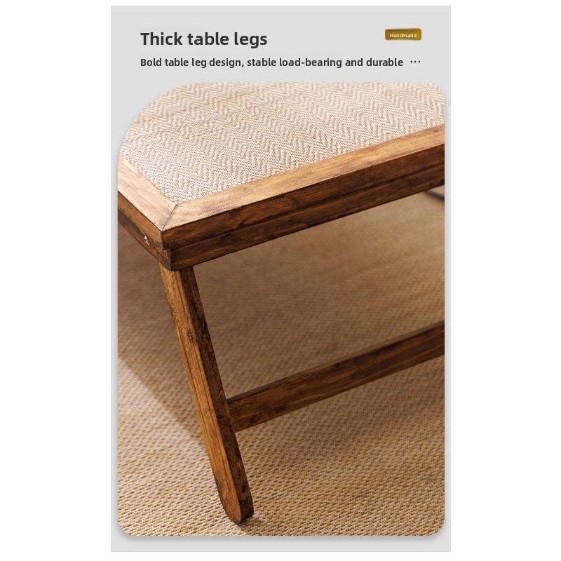 Japanese Solid Wood Folding Bay Window Tea Table Small Zen Coffee Table for Home Living Room Tatami Mat Portable