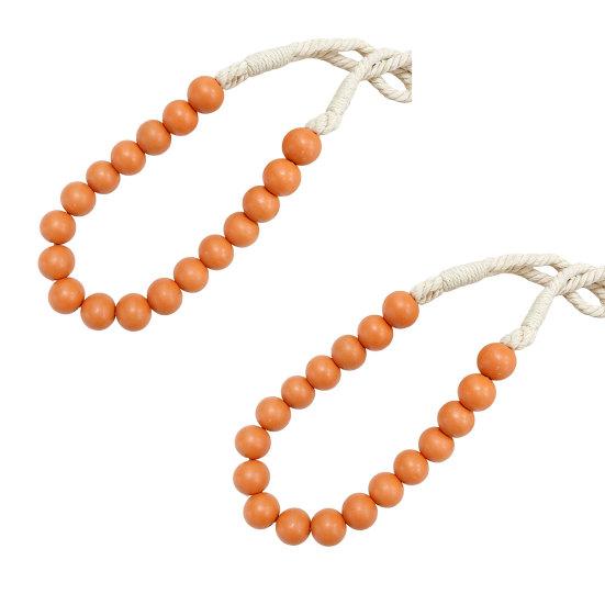 2Pcs Wood Bead Curtain Tiebacks, Curtain Holdbacks for Thin or Thick Window Draperies, Boho Farmhouse Curtain Tiebacks, Curtain Tie Backs for Home