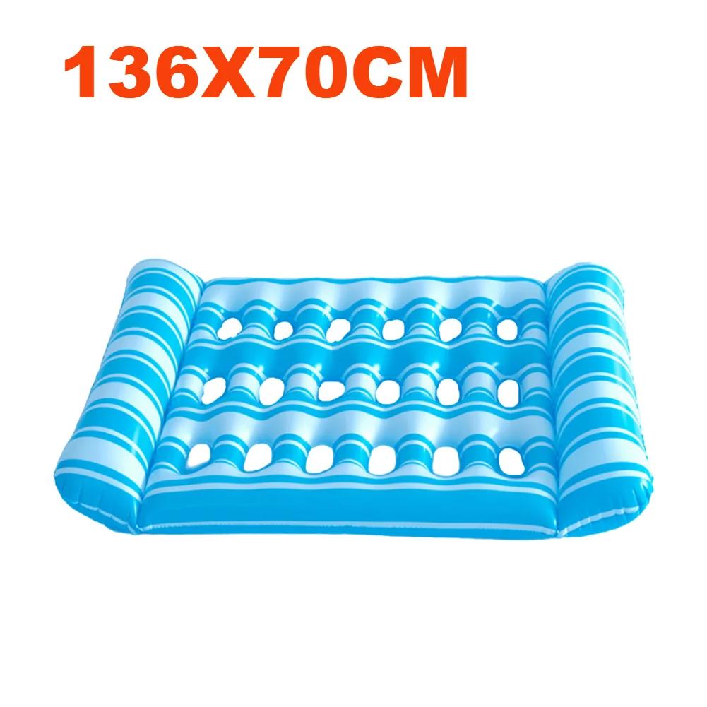 Inflatable Floating Bed with Headrest PVC Floating Lounger Pool Air Mattress for Swimming Pool Beach Adult Water Sleeping Bed