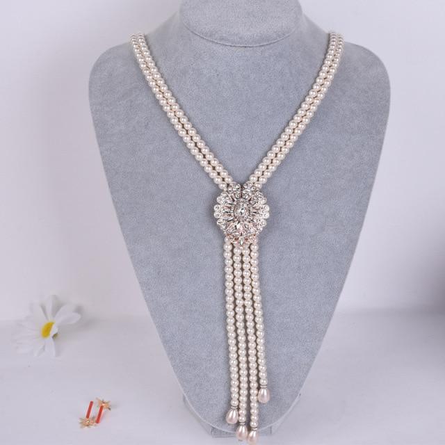 

Роскошные новые модные кристаллы микро паве оправа 3 слоя жемчужные цепочки ожерелья для женщин свадебные аксессуары ювелирные изделия