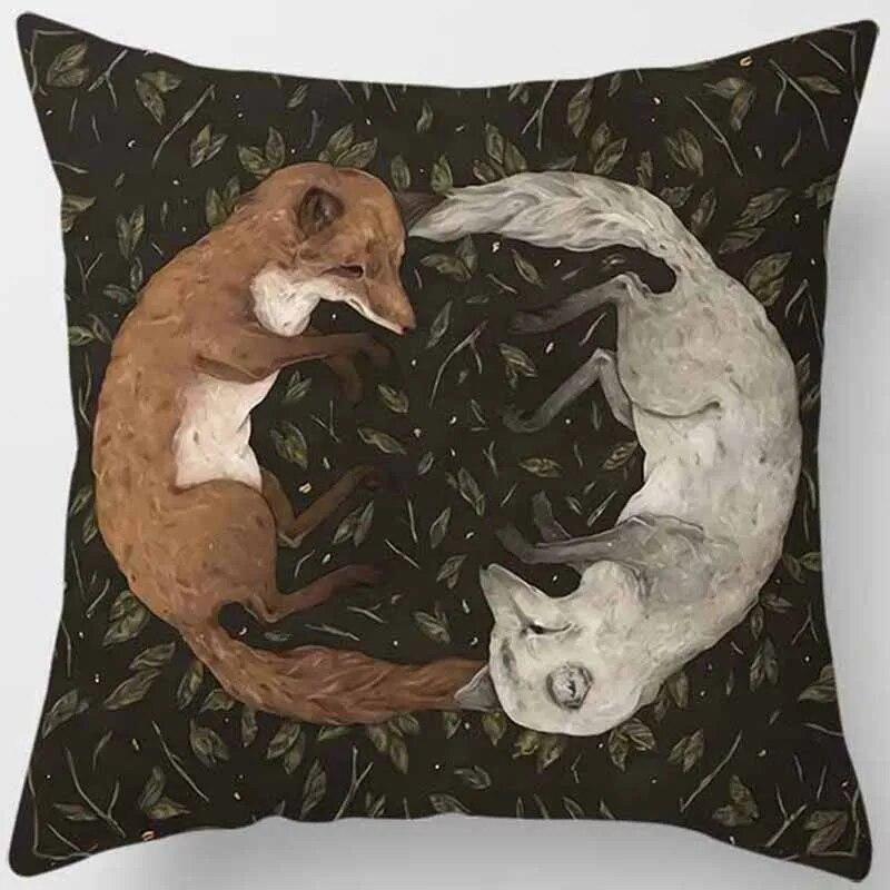 Animal and Plant Cartoon SeriesCushion CoverSofa Office PillowcasePeach Blossom OrnamentRainbow PillowcaseHome Decorations