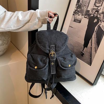 Denim Backpack Women's New Large-capacity Multi-pocket Portable Bucket Bag Student Commuter Travel Backpack