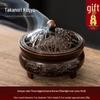 Antique Bronze Incense Burner for Indoor Use - Three-Legged Chinese Zen Aloeswood & Sandalwood Burner for Tea Ceremony & Aromatherapy.