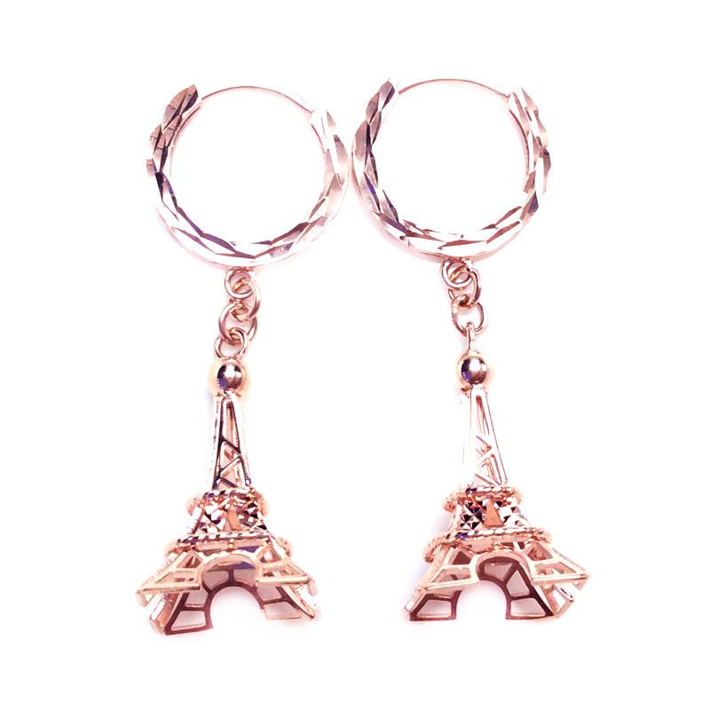 Pure Craftsmanship Hollow Iron Tower Earrings Small Fresh Women'S Color Gold Plated Rose Gold Ear Jewelry