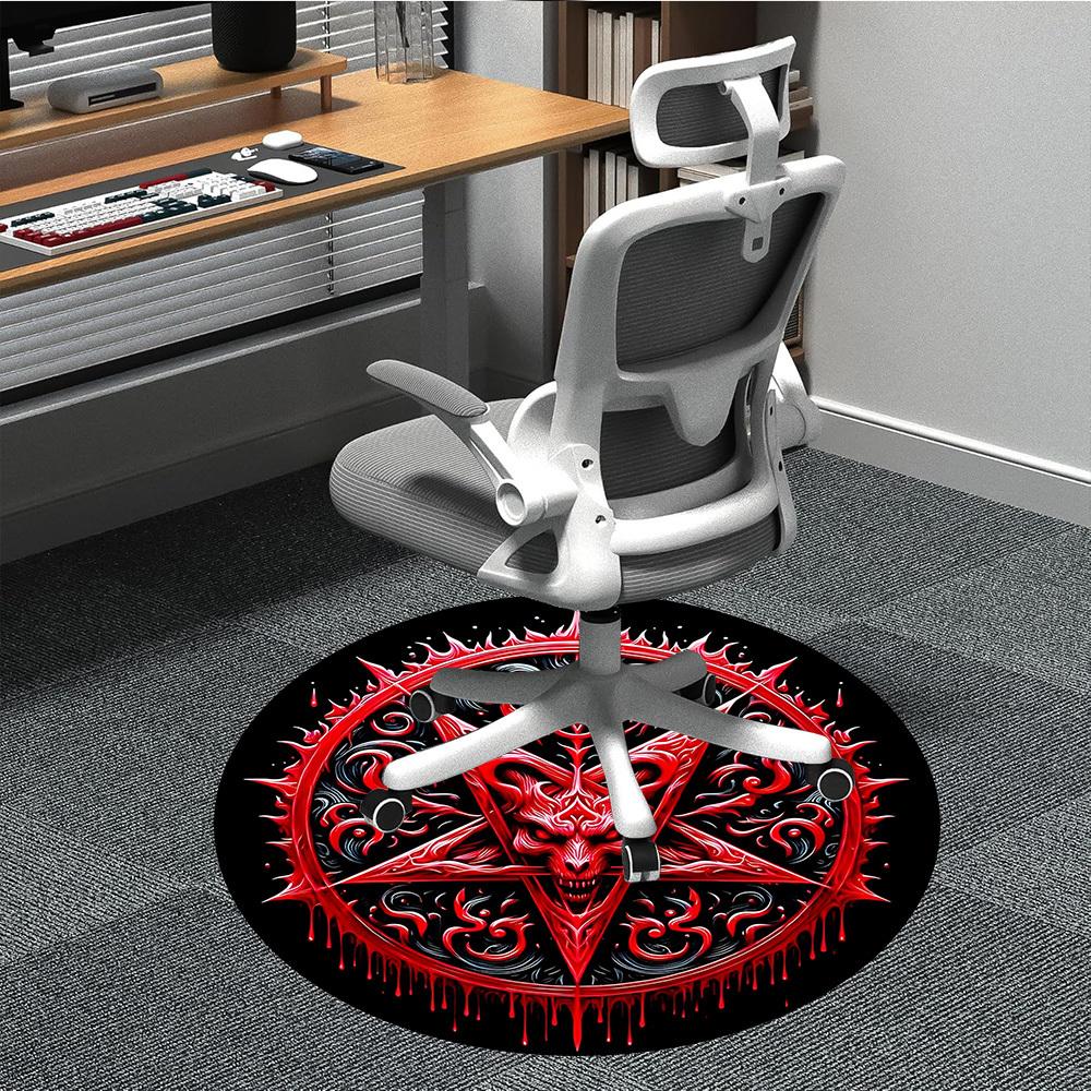 1pc Baphomet Symbol Carpet for Office Non-Slip, Round Carpet, Soft & Comfortable, Carpet for Office, Lightweight Round Floor Mat Yy251226067