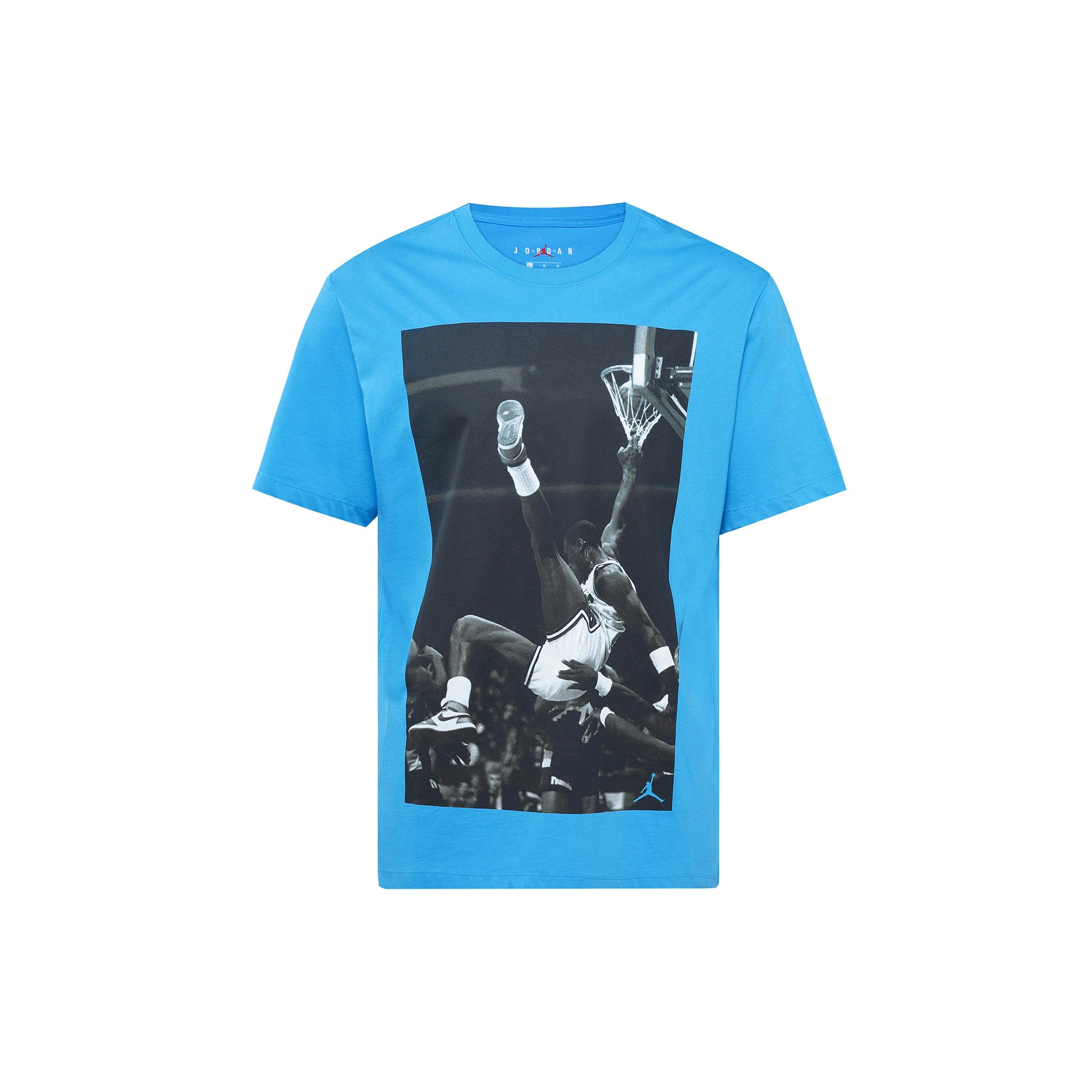 Air Jordan Hangtime Photo Printing Short Sleeve Blue Men s AQ3709-433 S