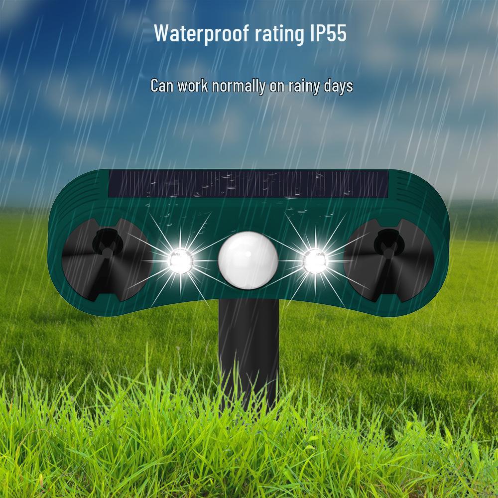 Smart Solar Ultrasonic Outdoor Animal and Bird Repellent with Infrared Sensing and Flashing Alert