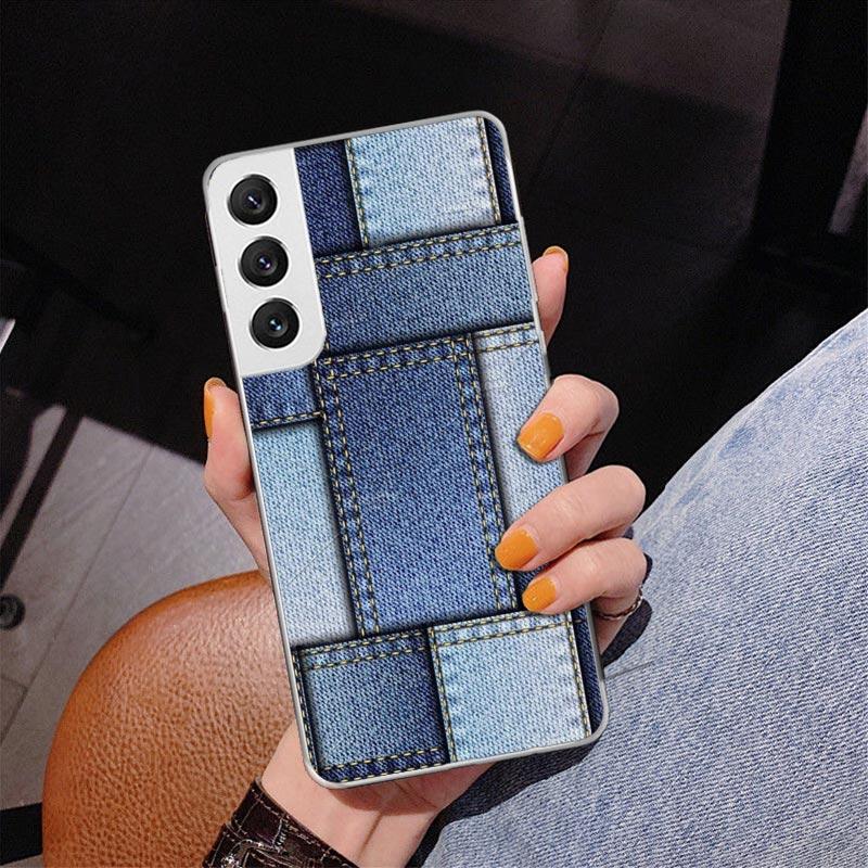 Jeans Cowboy Denim Printed Phnoe Case for Samsung Galaxy S26 S25 Edge S23 S24 Ultra S22 Plus S21 S20 FE Unique Cover Soft Coque