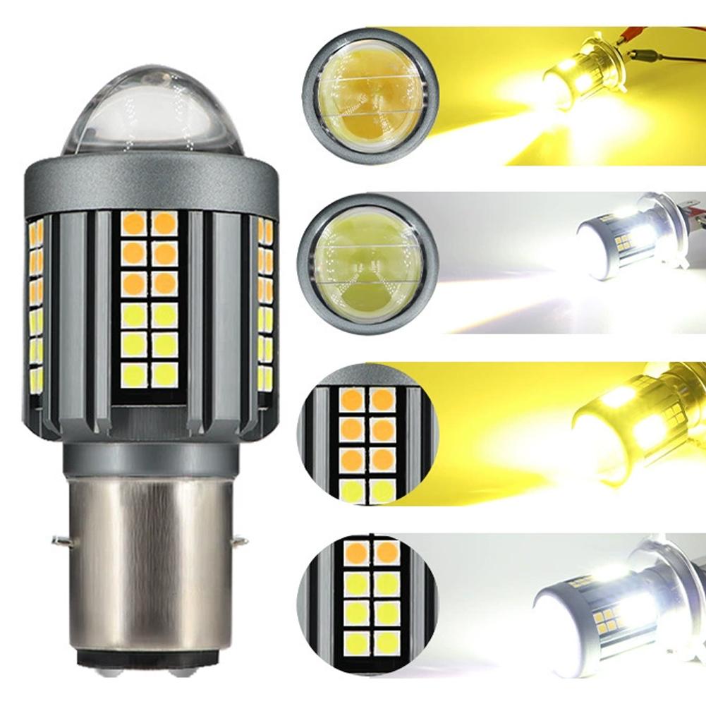 Motorrad LED Scheinwerfer H4 BA20D Scheinwerfer Projektorlinse Moto Signalleuchte Glühbirne Weiß Gelb Scheinwerfer