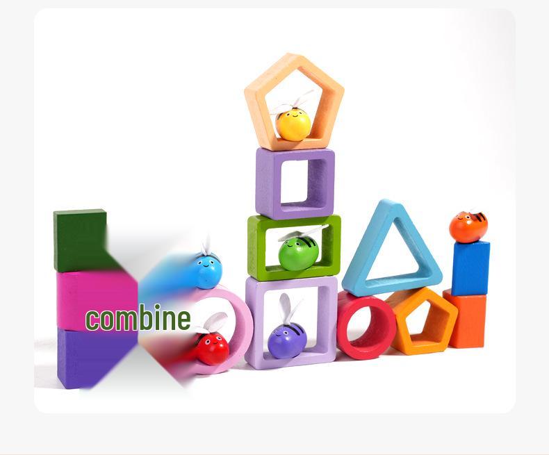 Magnetic Wooden Bee Set: 3-in-1 Educational Toy for Children's Shape Recognition and Building Skills