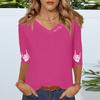 Women's Three-quarter Sleeve Shirt V-neck Loose Casual Spooky Scason Halloween Print Top