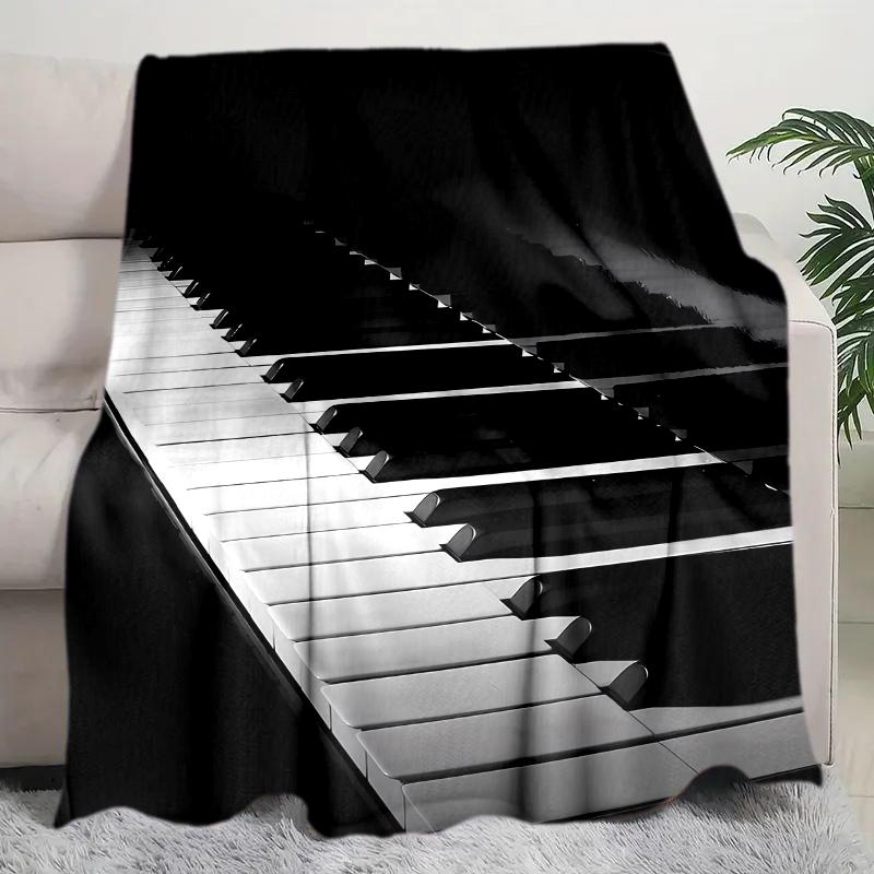 1PC Piano Keys Music Printed Blanket, All Season Lightweight Home Office Outdoor Nap Multifunctional Blanket A17