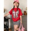 2-teiliges Sommer-Kinder-Freizeit-Sport-Trend-Set mit 3D-Musterdruck, Rundhals-T-Shirt und Shorts