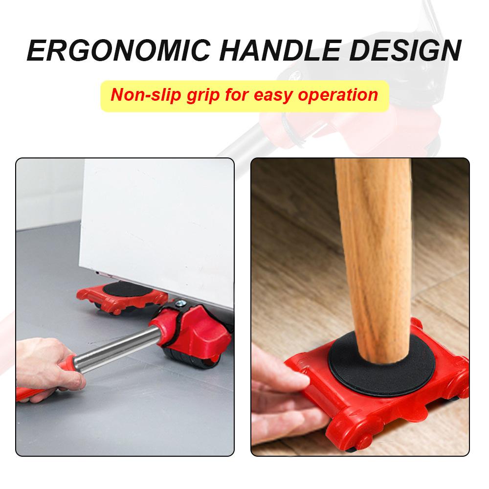 5Pcs/Set Furniture Dropshipping Mover Transport Set Quick Moving Tools Lifter Heavy Stuff Mover 4 Wheeled Roller Hand Tools