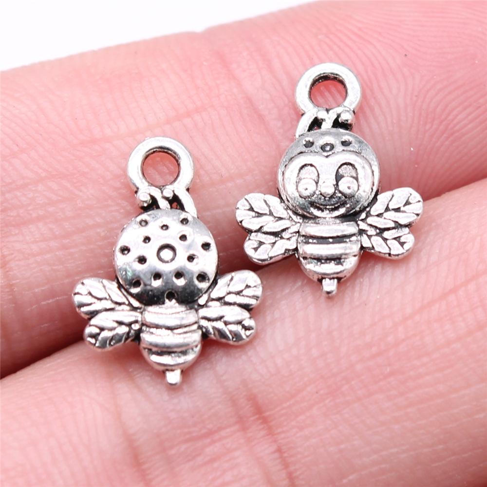 20pcs Charms Bee Tibetan Bronze Silver Color Pendants Antique Jewelry Making DIY Handmade Craft