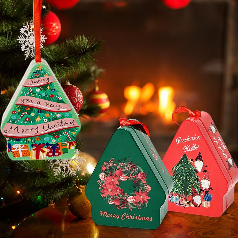 Christmas House Shape Xmas Atmosphere Christmas Decorations Chocolate Jar With Lanyard Cute Candy Box Kids 10.5x8.5x4cm