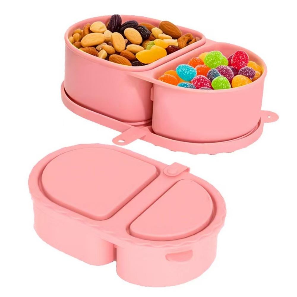 Premium Silicone Reusable Snack Containers,Double Compartment Snackle Box,Leakproof Sauce and Salad Box, for,Picnics,Office