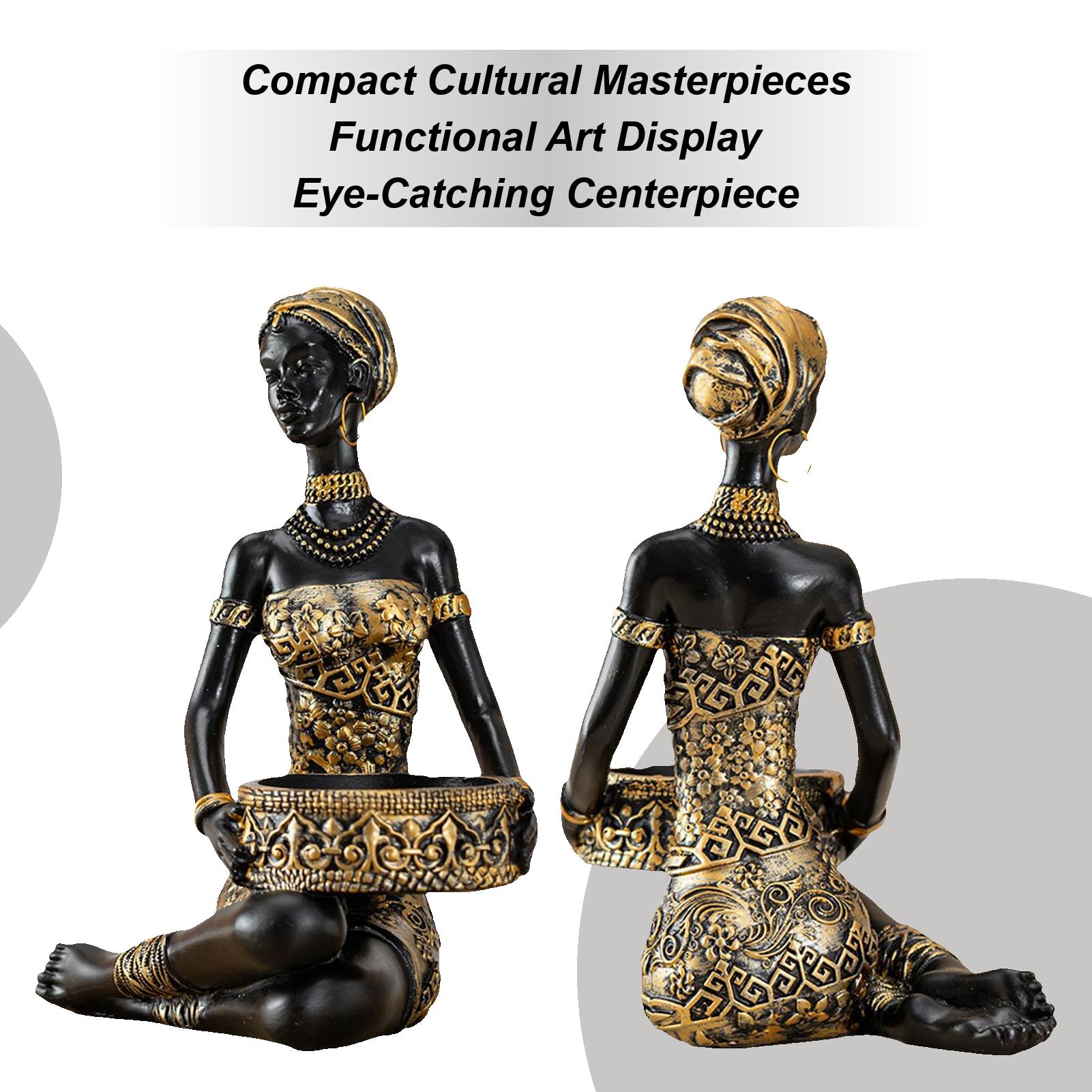 

African Black Women Resin Storage Ornaments Woman Figurines Storage Tray Table Storage Organizer Wine Cabinet Entrance Crafts China Mainland