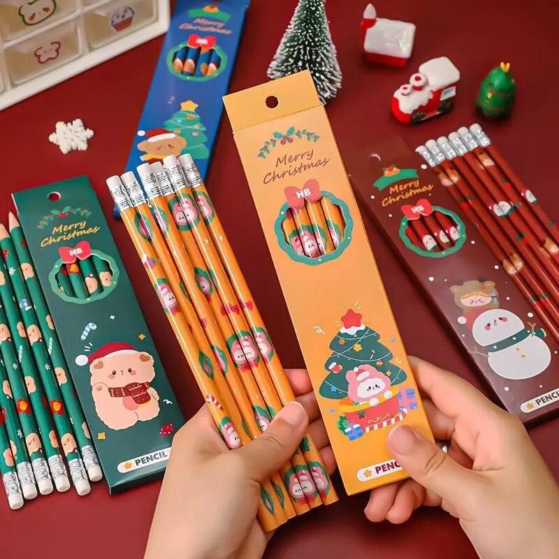 1 Set 6 Stück Weihnachten HB Schreibwaren Schule Bürobedarf Student Geschenk Preis Kreative Kawaii Bleistift