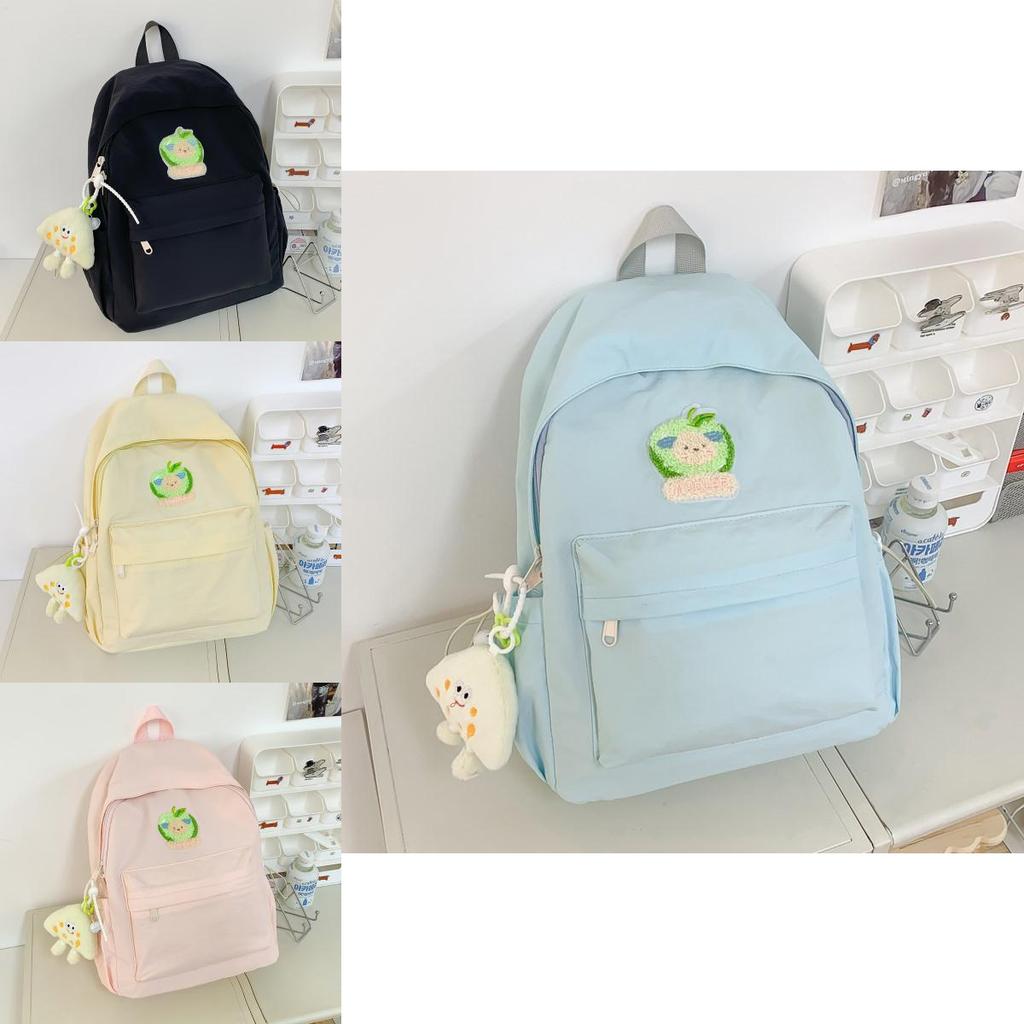 Dopamin Rucksack Für Mittelschüler Mit Einfarbigem Design Und Cartoon-Bären-Dekoration Für Den Schulgebrauch