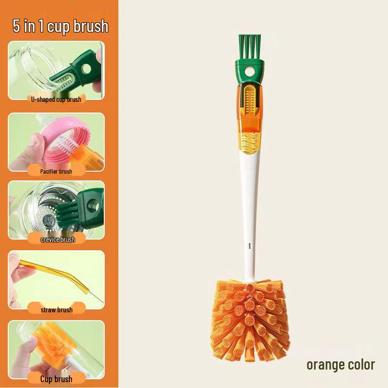 Detachable Long Handle Multi-functional Cleaning Brush for Carrots, Bottles, and Baby Nipple