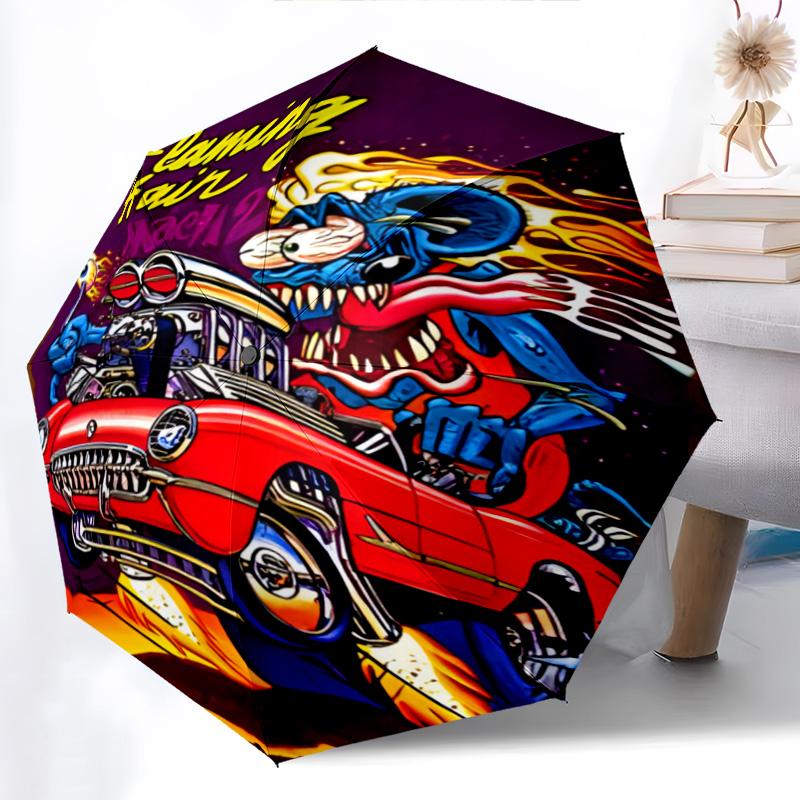 Rat Fink Boss Car Art Folding umbrella Suitable for all seasons durable Gift Umbrella Sun umbrella