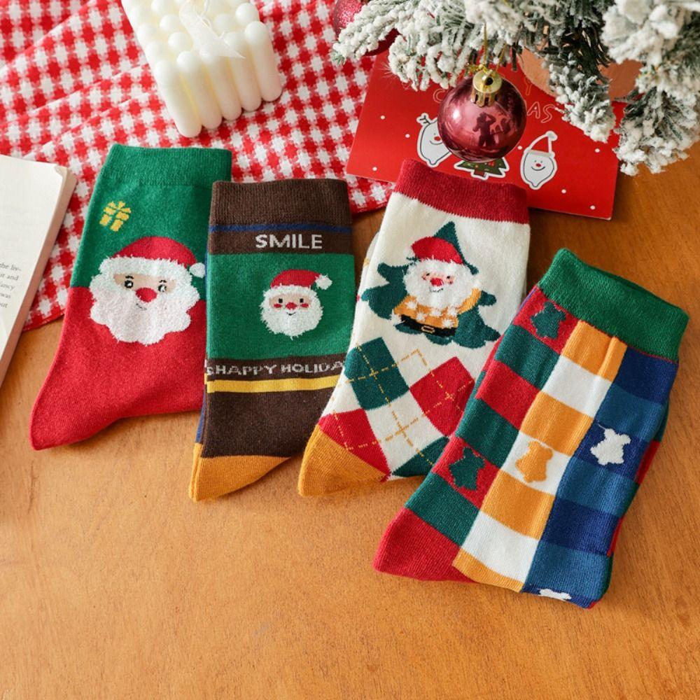 Cotton Happy Christmas Socks Thickened Santa Claus Socks Funny Christmas Socks  Girl