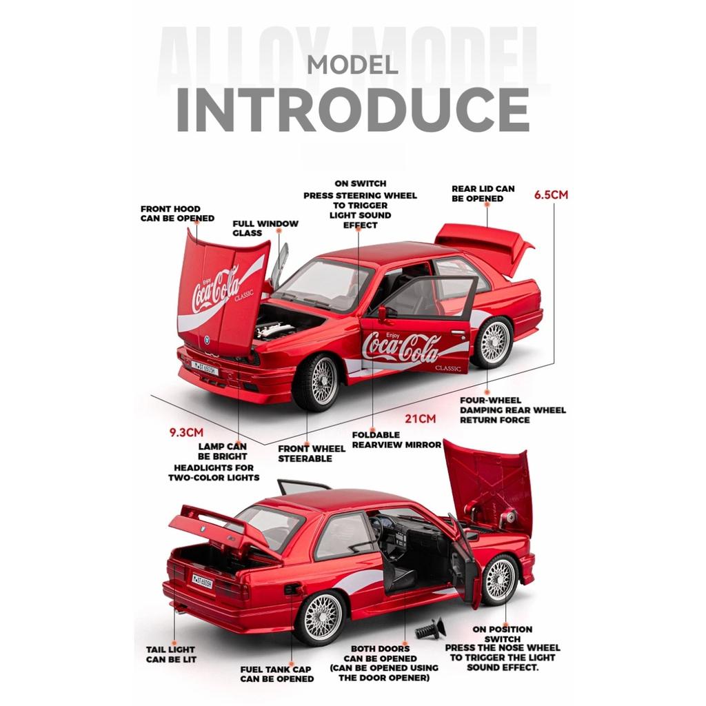1/24 BMW M3 Coca Cola Supercoche Modelo Fundición Aleación Coche Coleccionables Hobby Miniauto Vehículo Alta Simulación Adorno Cumpleaños Niño